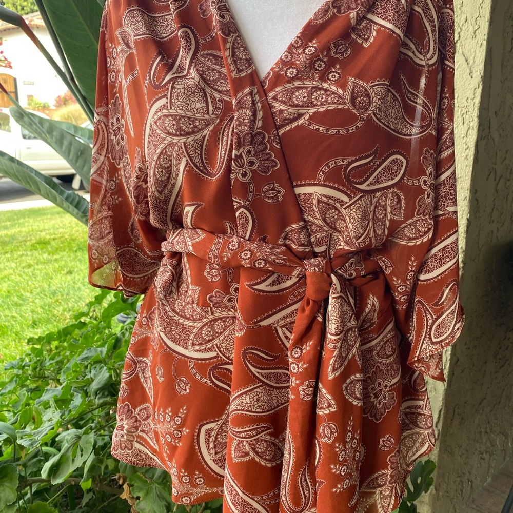 Rust Colored Short Sleeve Blouse